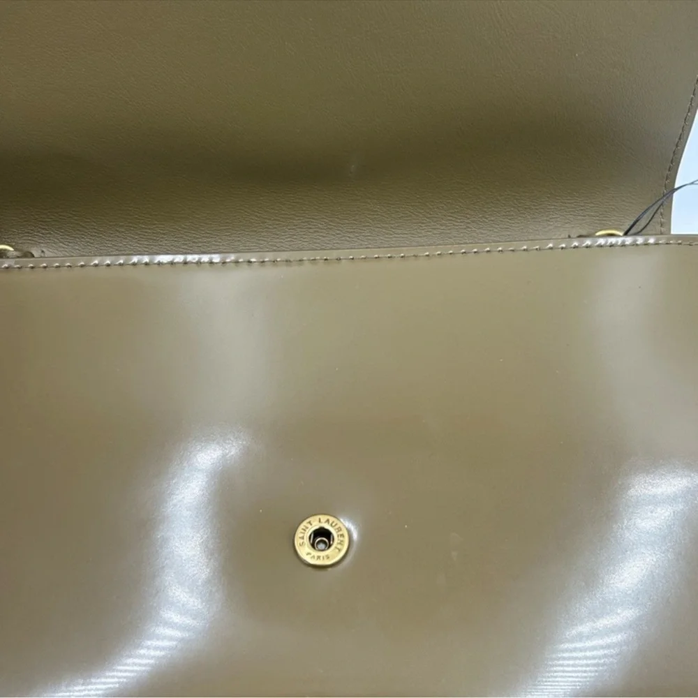 Saint Laurent YSL tan leather clutch/chain wallet made in Italy - Picture 6 of 11